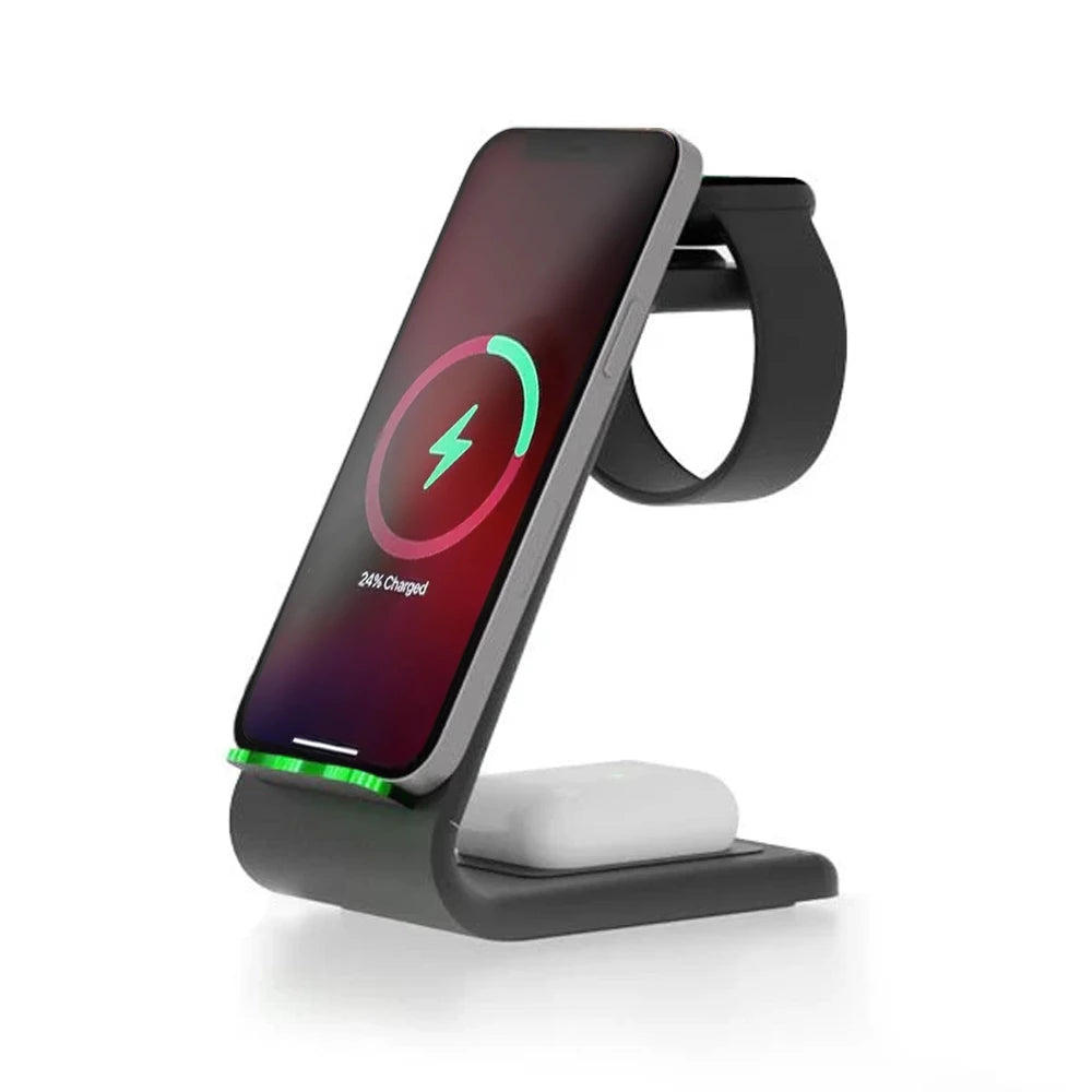 Premium 3 in 1 Fast Wireless Charging Stand for iPhone, Apple Watch &amp; AirPods