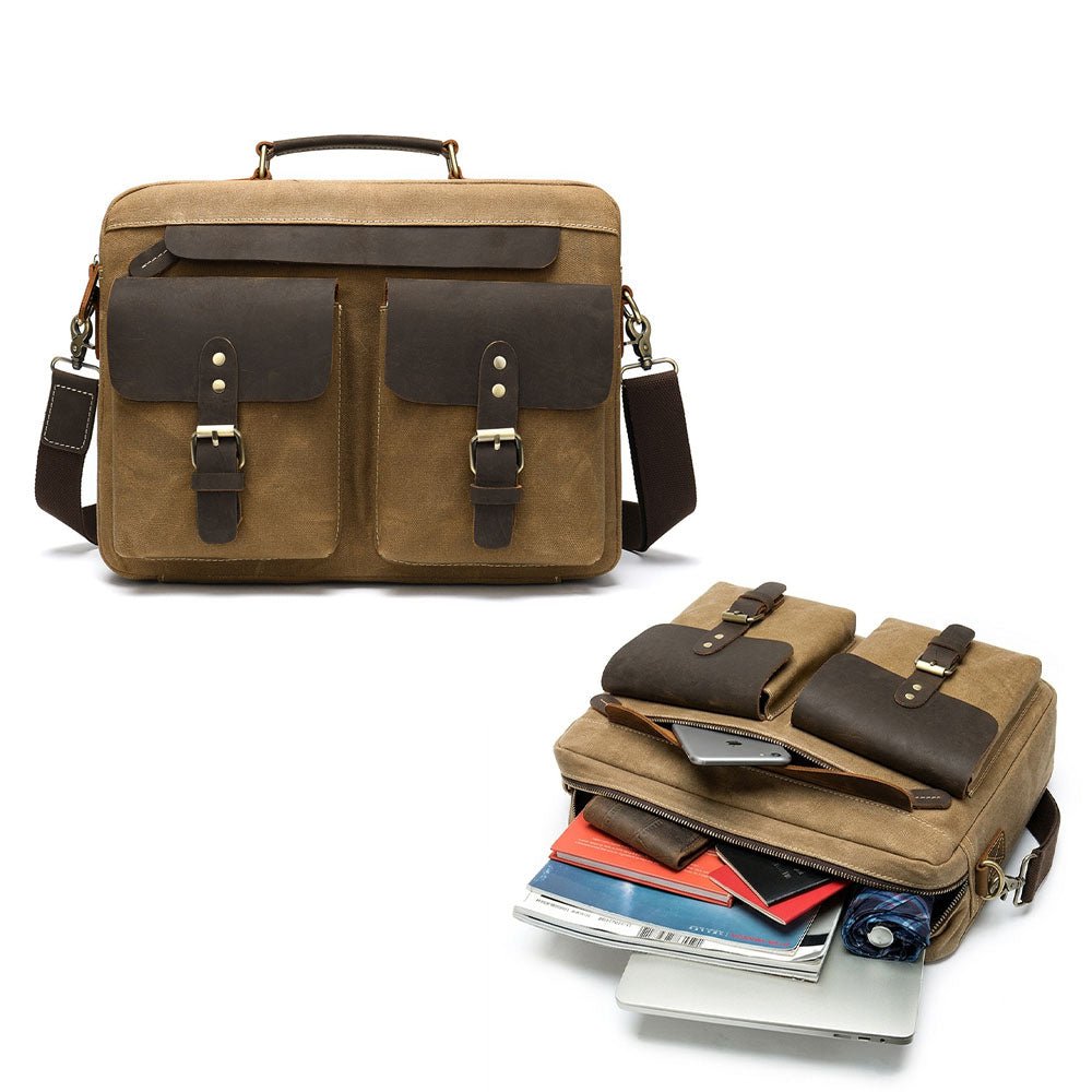 Marunte Retro Leather - Trimmed Laptop Bag - Moderno Collections