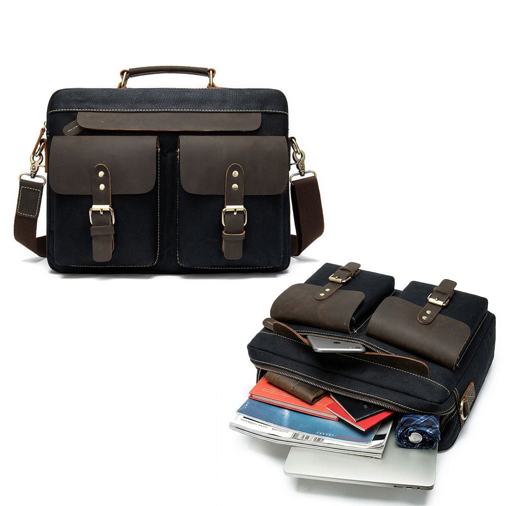 Marunte Retro Leather - Trimmed Laptop Bag - Moderno Collections