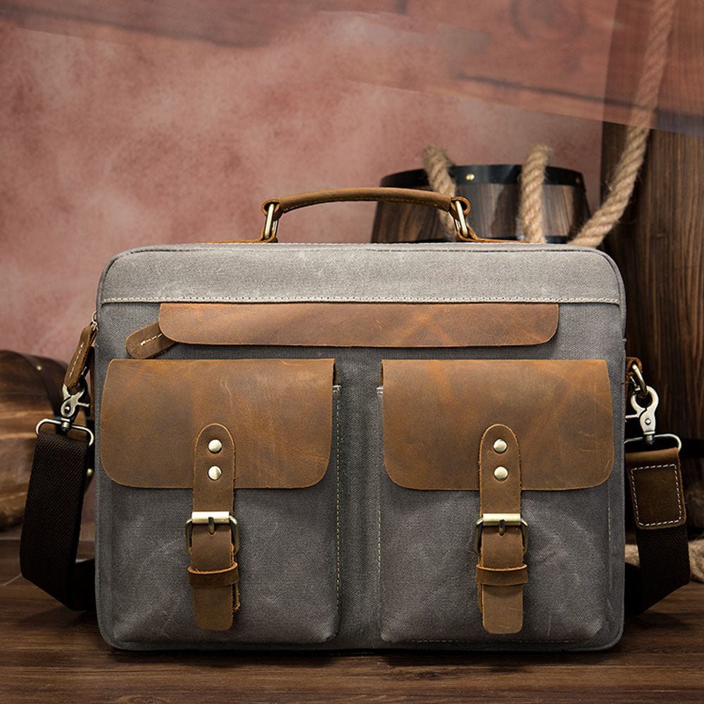 Marunte Retro Leather - Trimmed Laptop Bag - Moderno Collections