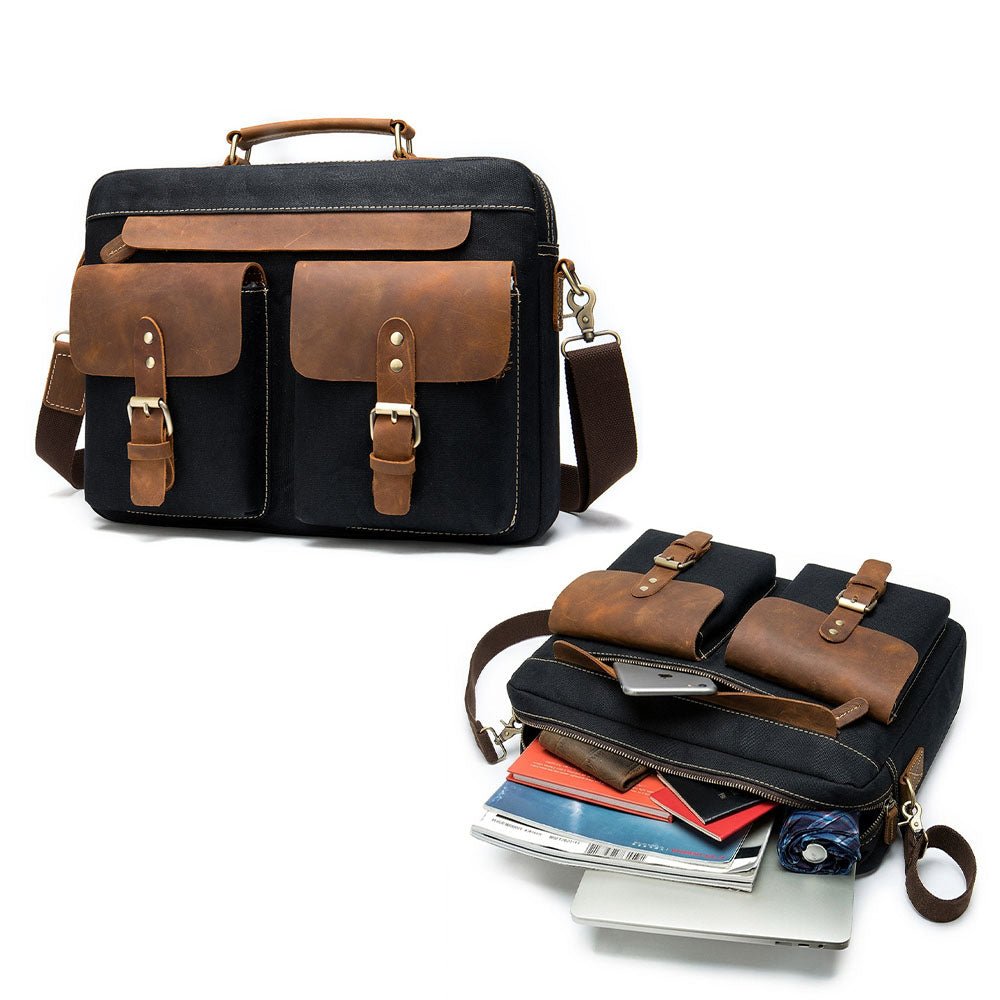 Marunte Retro Leather - Trimmed Laptop Bag - Moderno Collections