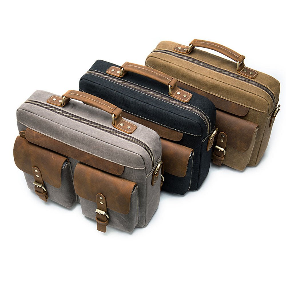 Marunte Retro Leather - Trimmed Laptop Bag - Moderno Collections