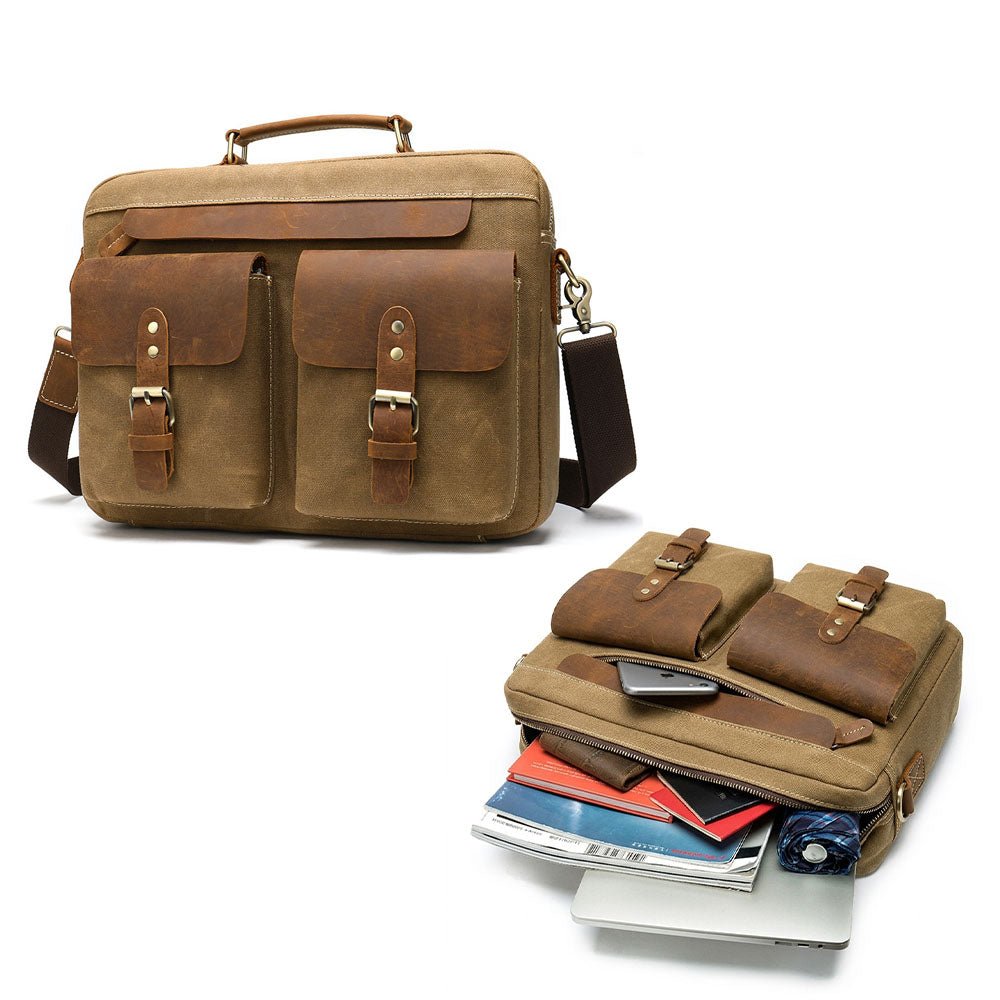 Marunte Retro Leather - Trimmed Laptop Bag - Moderno Collections