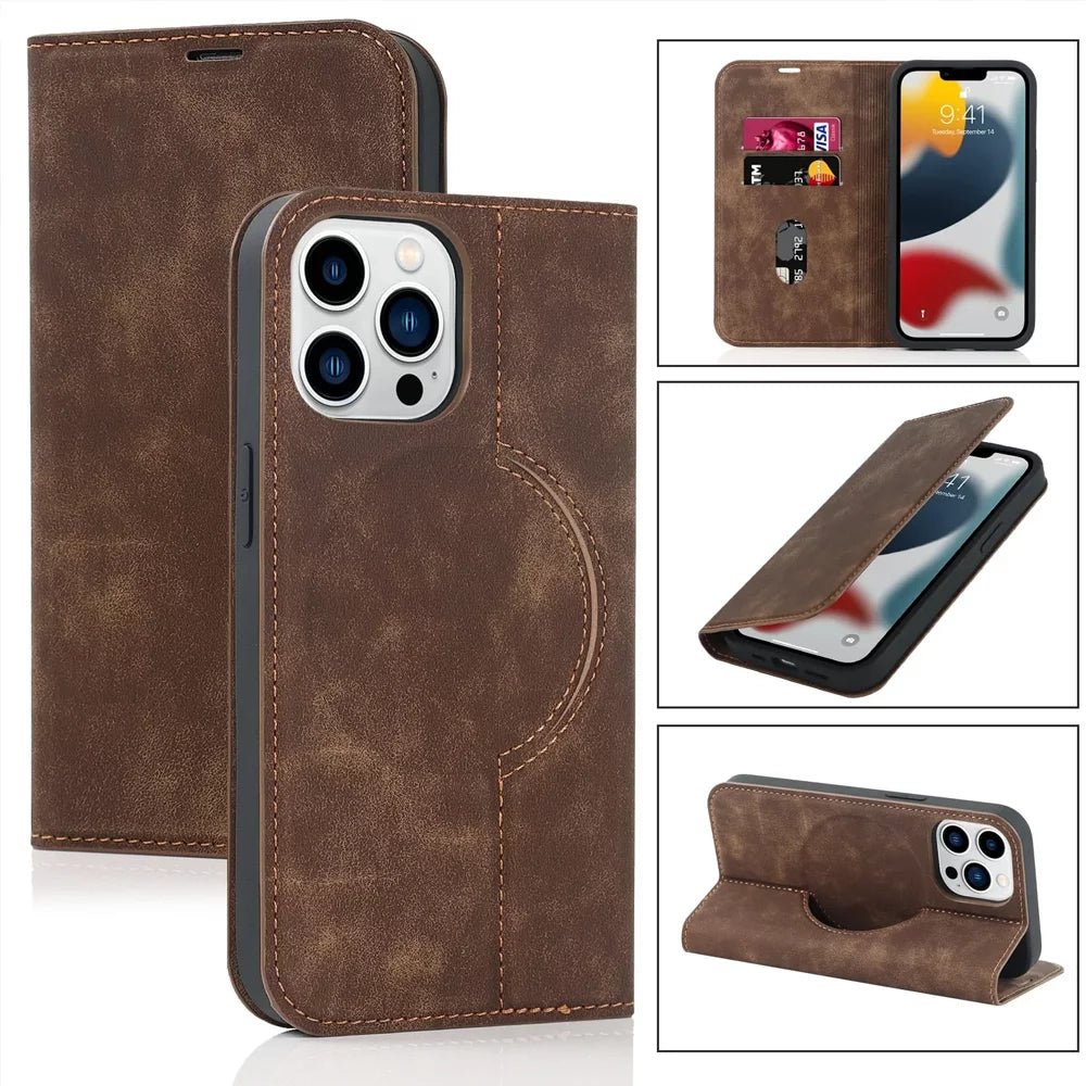 Premium Leather Wallet MagSafe iPhone Case - Moderno Collections