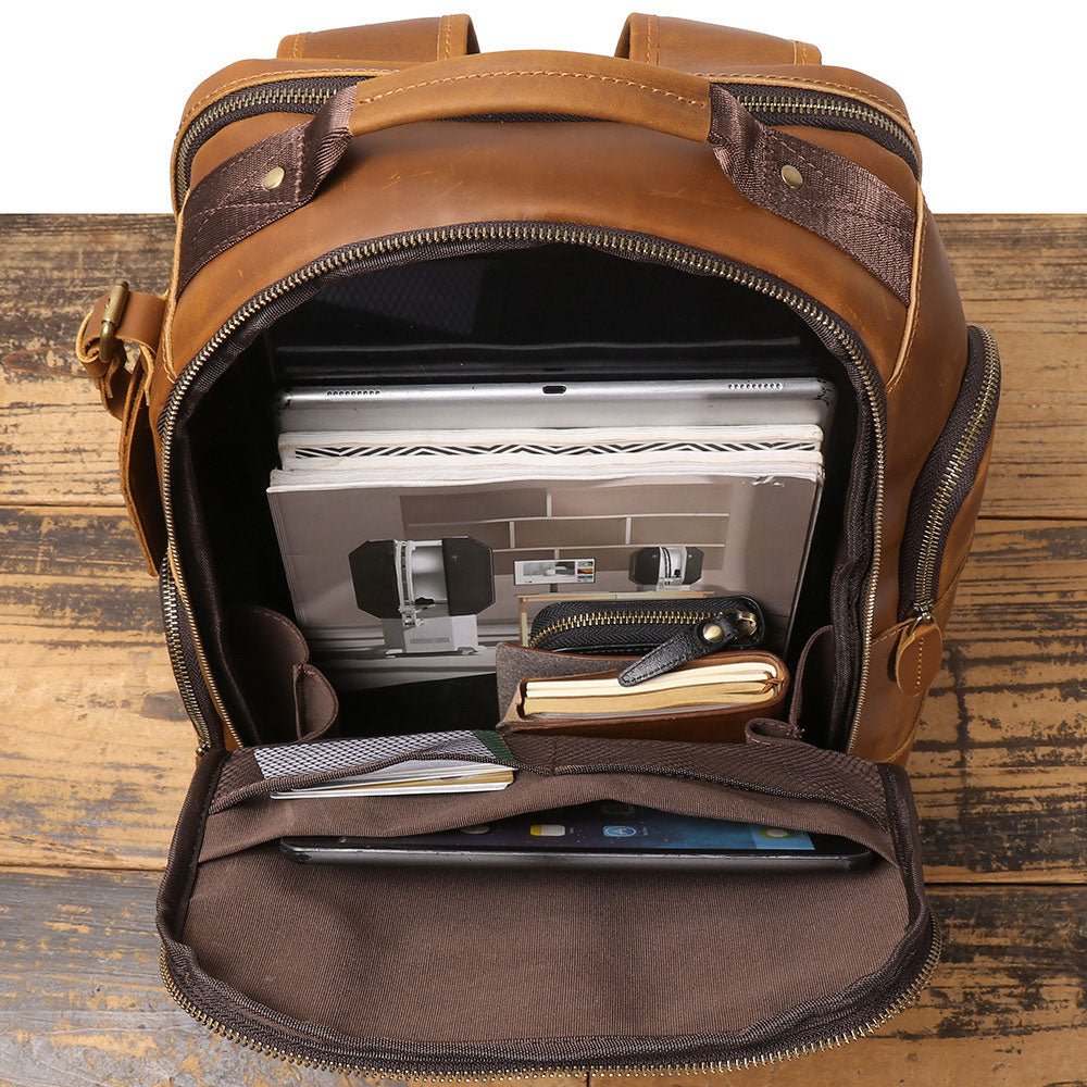 Retro Riverstone Travel Leather Backpack - Moderno Collections