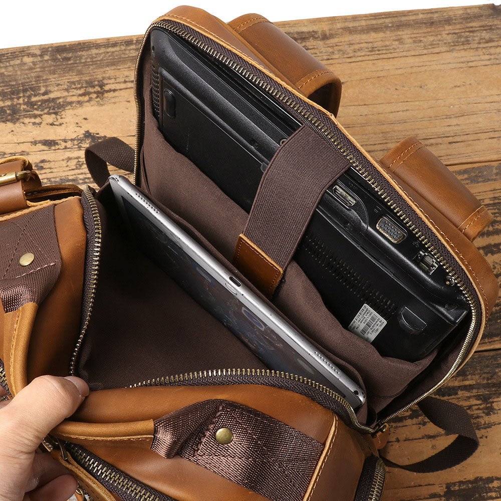 Retro Riverstone Travel Leather Backpack - Moderno Collections