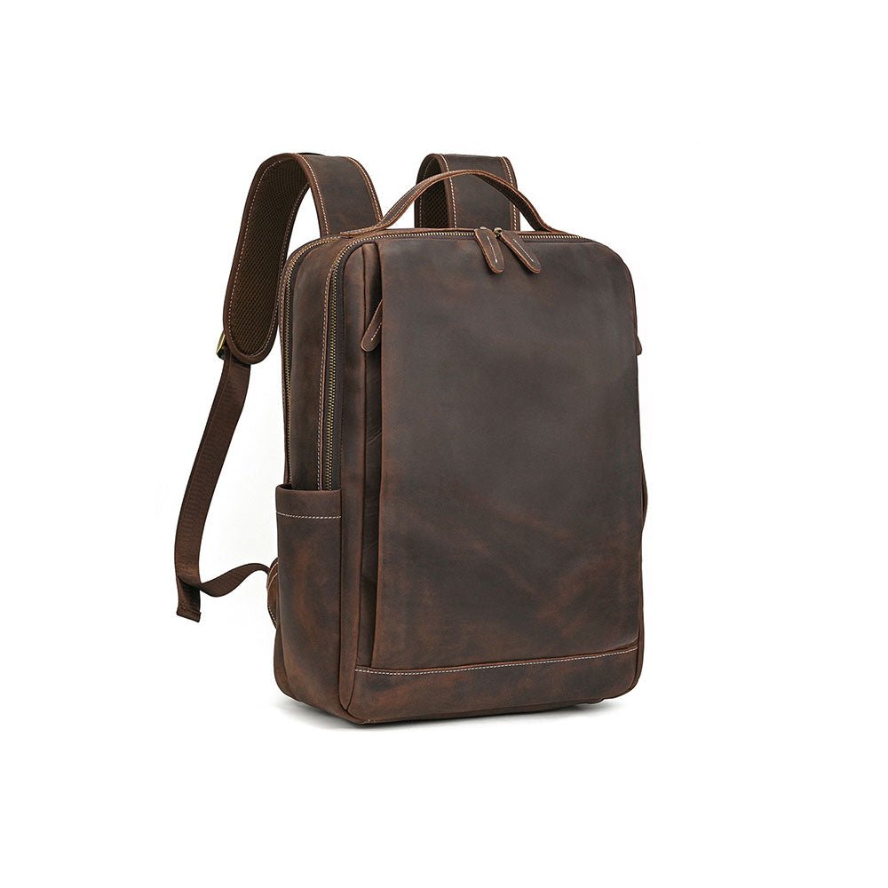 brown leather laptop backpack Roamer Legacy Leather Backpack | Pure Leather Backpack | Leather Laptop Backpack, Coffee / 16.5 in