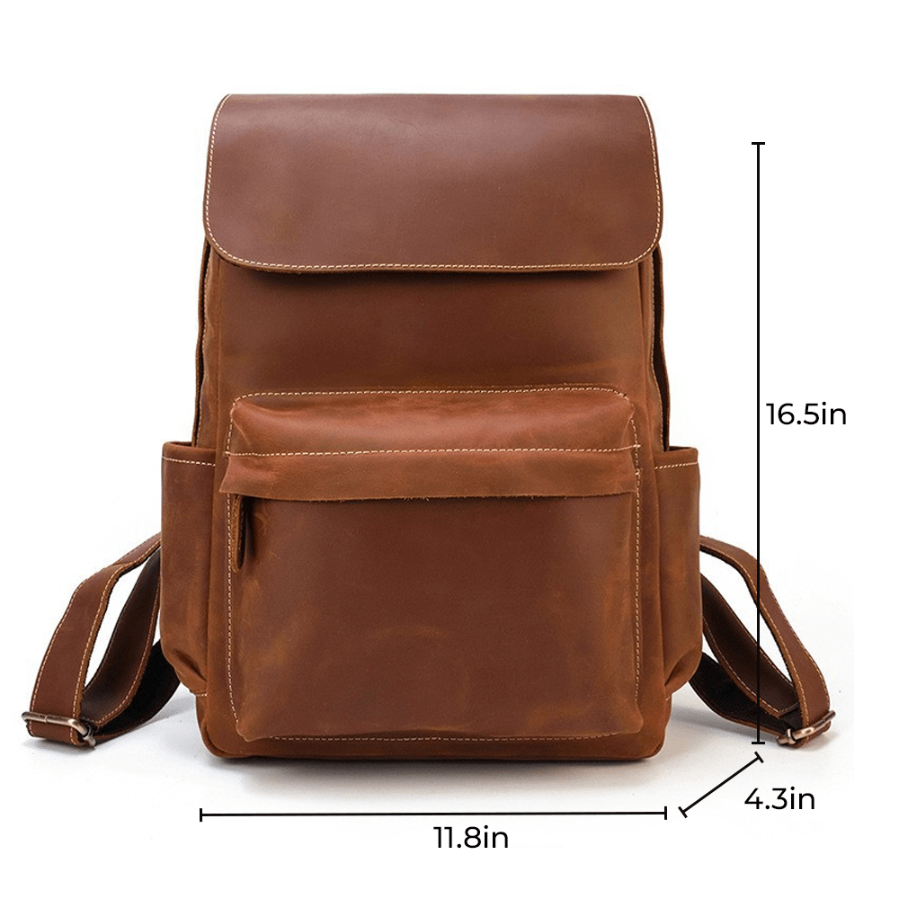 VintageGrid Large - Capacity Leather Backpack - Moderno Collections