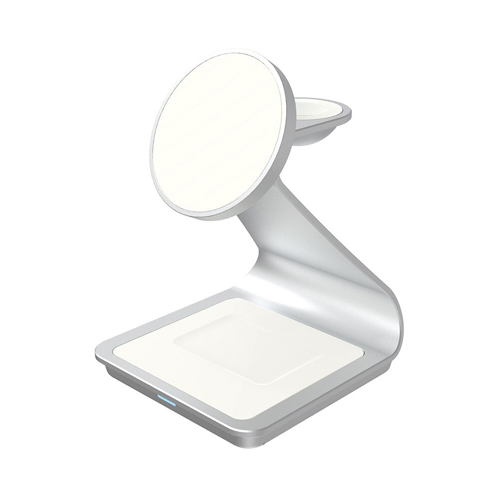 Moderno 3-in-1 charging stand shown from a side angle highlighting the aluminum build
