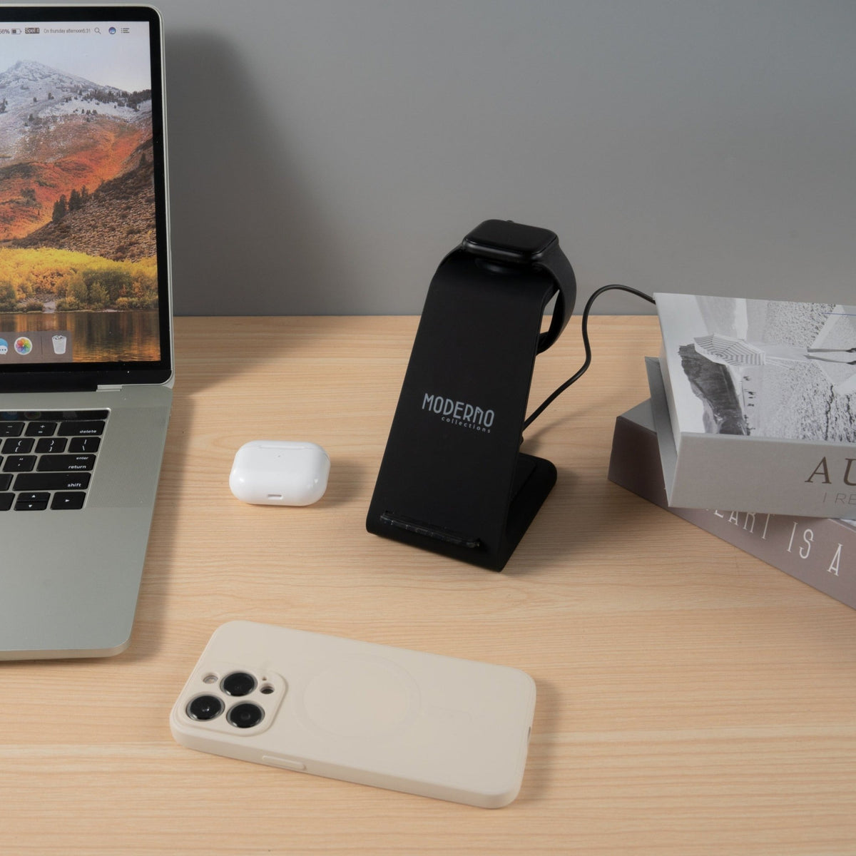Premium 3 in 1 Fast Wireless Charging Stand for iPhone, Apple Watch & AirPods - Moderno Collections