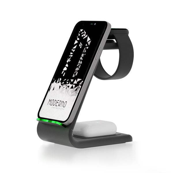 Premium 3 in 1 Fast Wireless Charging Stand for iPhone, Apple Watch &amp; AirPods - Moderno Collections