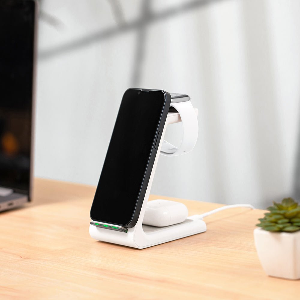 Premium 3 in 1 Fast Wireless Charging Stand for iPhone, Apple Watch & AirPods - Moderno Collections