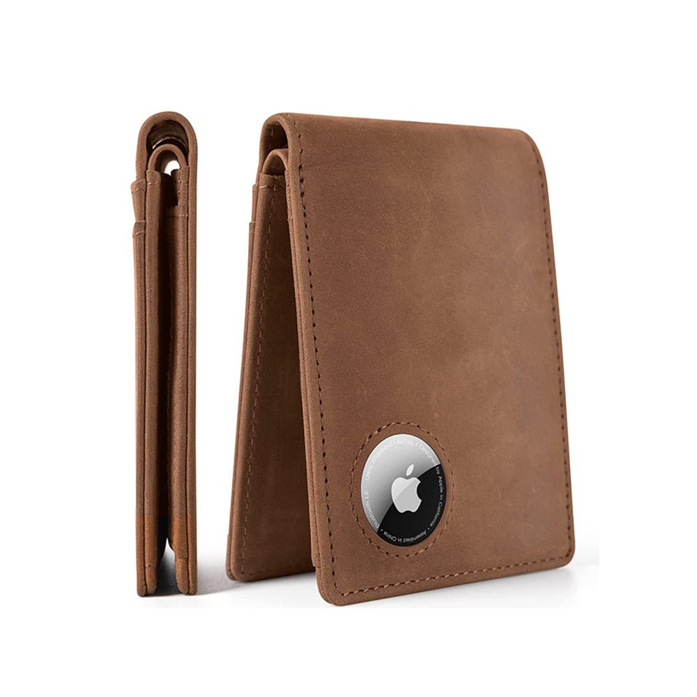 Sleek Genuine Leather Wallet with Built-in Airtag Pouch - Moderno Collections